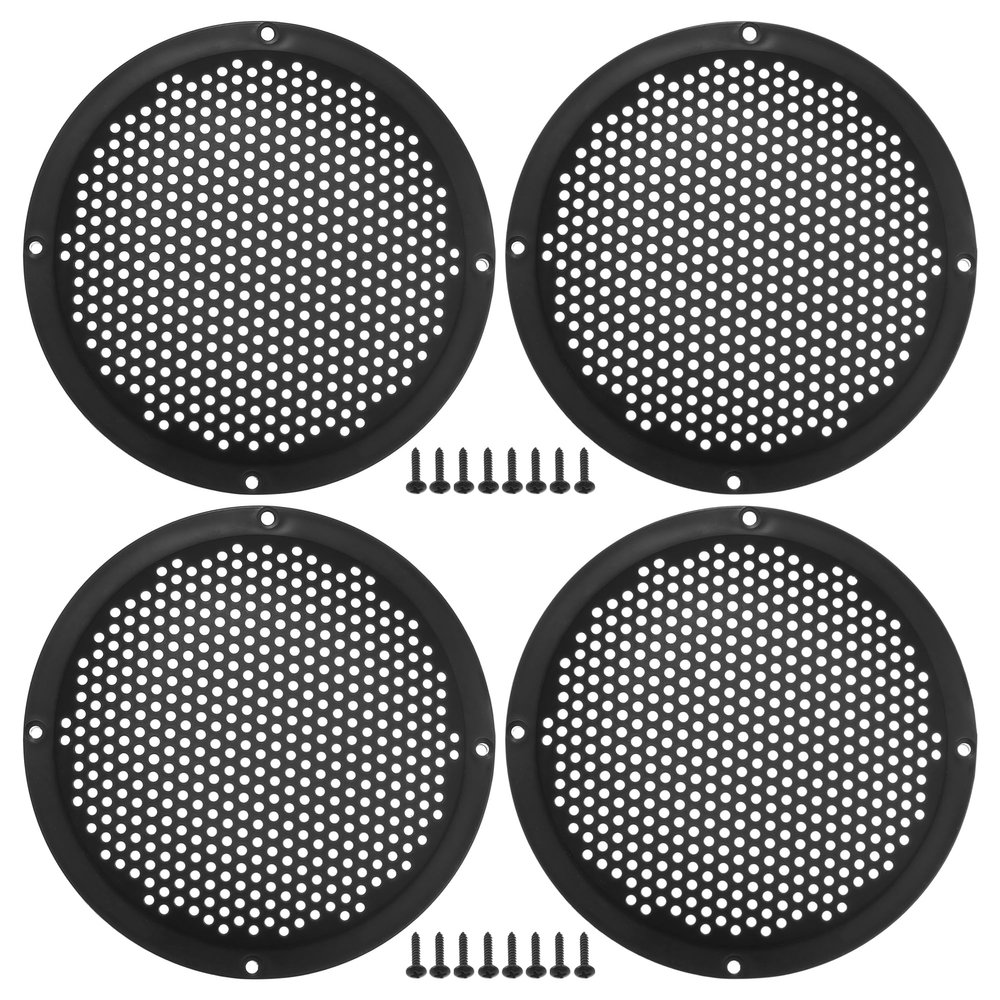 ACROPIX Universal 6" Car Speaker Grills Cover Mesh Round 6 Inch Audio Speaker Subwoofer Guard Protector Case with Mounting Screws ABS Black - Pack of 4
