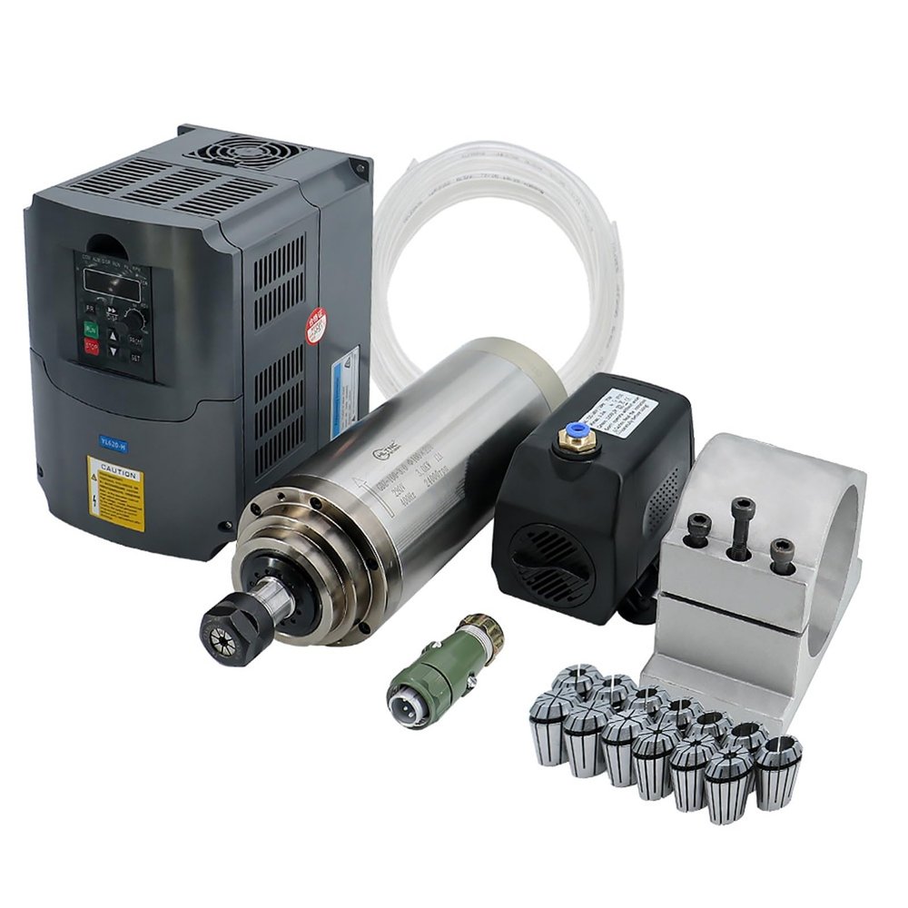 3kw ER20 Water Cooled kit 220v / 380v with HY Inverter and 100mm clamp & 75w Water Pump & 5 Meter Tube for (Color : YL VFD, Size : 380V)