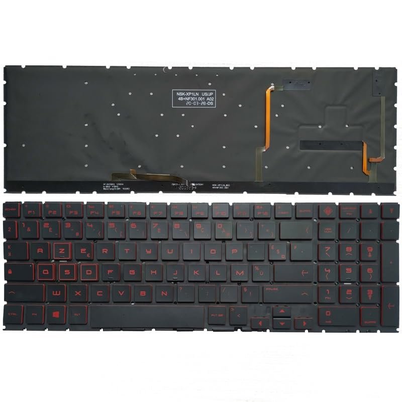 Glintique OEM French Laptop Keyboard for HP 15-DH 15-DC OMEN Series - Red Color - TPN-C144 Q211 C143 Compatible Replacement Accessories