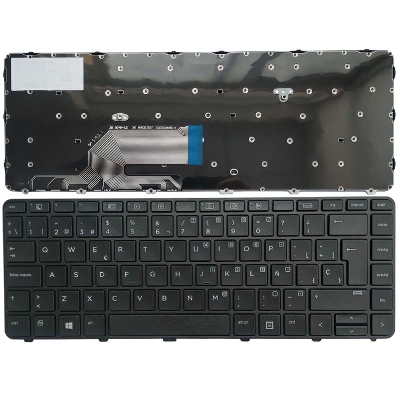 Glintique OEM Spanish Keyboard for HP Probook 430 G3 G4 440 G3 G4 445 G3 640 G2 645 G2 - Black Frame Replacement Accessories