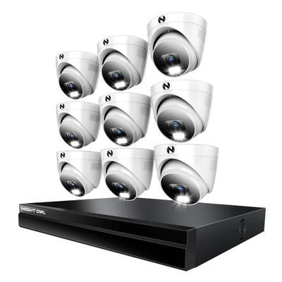 Night Owl Power Over Ethernet 24 Channel NVR Video Home Security Camera System with (9) Wired IP 4K HD Indoor/Outdoor Deterrence Dome Cameras and 4TB Hard Drive (Add up to 8 Wi-Fi Cameras)
