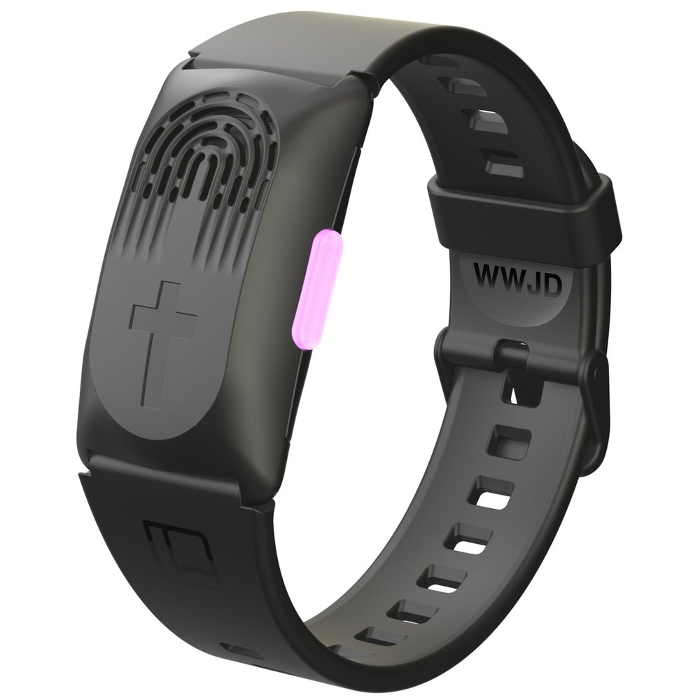 LIAISE Wearable Audio Wrist Band, WWJD Bracelet and Audio Bible, 300+ Verses from NIV, Jesus Bracelet Speaker, Christian Wristband for Men and Women (Black)