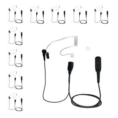 PROMAXPOWER [10-Pack] 1.5-Wire Clear Acoustic Tube Earpiece with PTT Button Mic Compatible with Motorola Two-Way Radios MOTOTRBO MTP850, XPR6550, XPR7550e, XPR7580, APX900, APX4000, APX6000