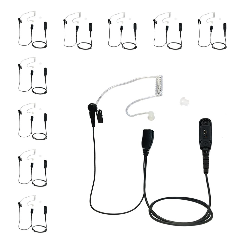 PROMAXPOWER [10-Pack] 1.5-Wire Clear Acoustic Tube Earpiece with PTT Button Mic Compatible with Motorola Two-Way Radios MOTOTRBO MTP850, XPR6550, XPR7550e, XPR7580, APX900, APX4000, APX6000