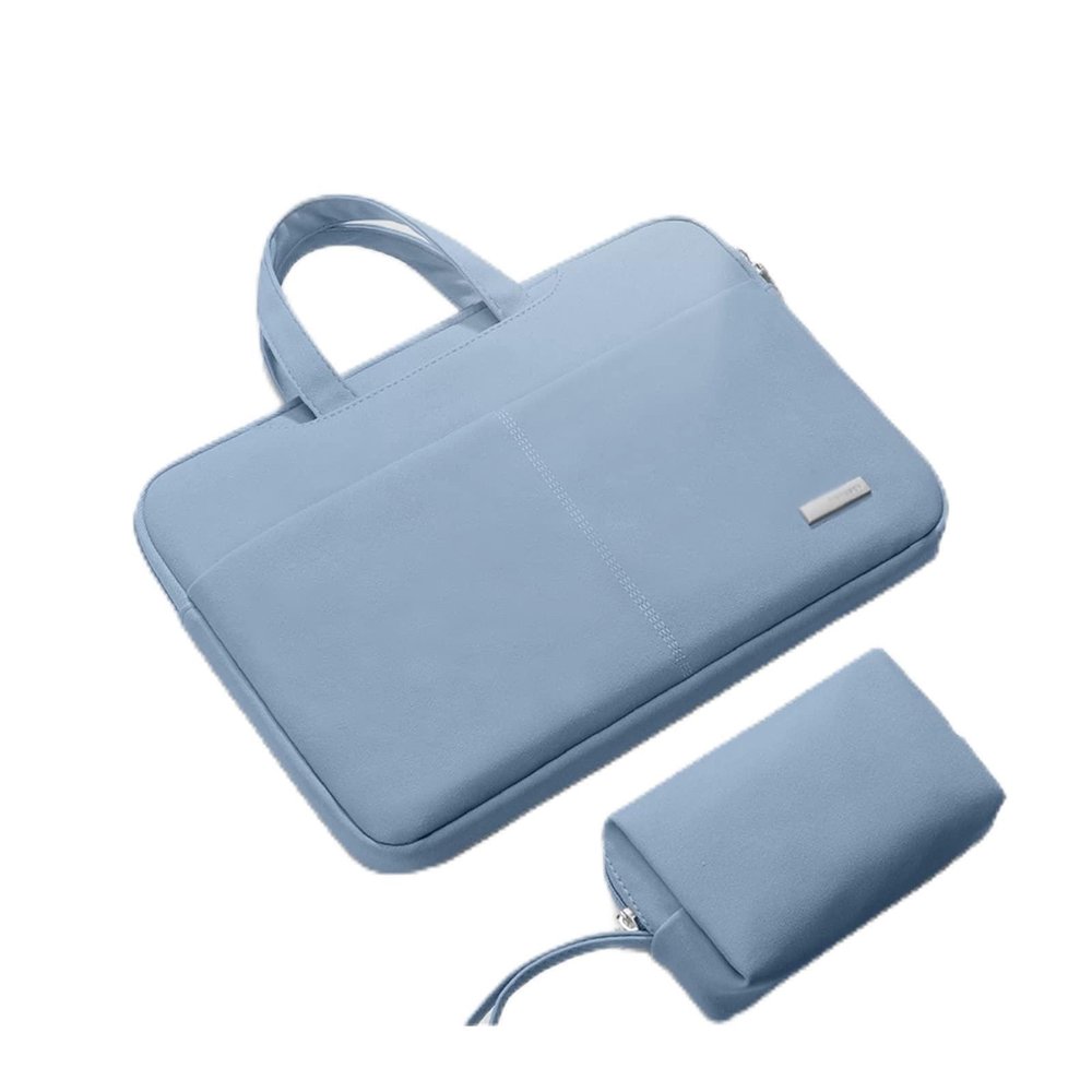 Laptop and Tablet Bag Laptop Sleeve 15.6 Notebook Bag,PU Multifunctional Briefcase Bag Waterproof Shockproof Notebook Case Work Bag Business Travel Office (Color : Blue 2 Set, Size : 15.6inch)