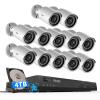 PANOOB 16 Channel Security Camera System, 4K 16CH NVR 4TB HDD, 12PCs 5MP Wired Surveillance Cameras, Outdoor, Human Detection, Built-in Mic, 100ft IR Night Vision view 1