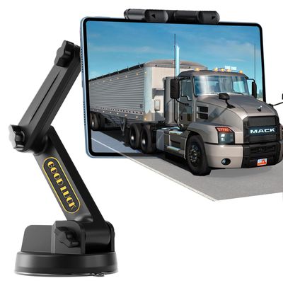 WUITIN Tablet Mount for Truck, Car Phone Holder,Dashboard Windshield Phone Holder 16.9 inch Long Arm,Super Suction Cup Compatible with Pickup Truck,4.7-12.9in Tablet & iPad
