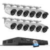 PANOOB 16 Channel Security Camera System, 4K 16CH PoE NVR 4TB HDD, 12PCS 8MP Wired Outdoor Home Surveillance IP PoE Cameras w/AI Human Vehicle Detection, Remote Playback Built-in Mic, PB37F1216-8M view 1