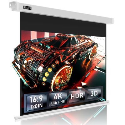 IN&VI Motorized Projector Screen,178Viewing Angle Electric ALR Movie Screen 4:3 4K HD for Home Theater Education Outdoor W/Remote Control and Wall/Ceiling Mount (Cine White 120 Inch/4:3)
