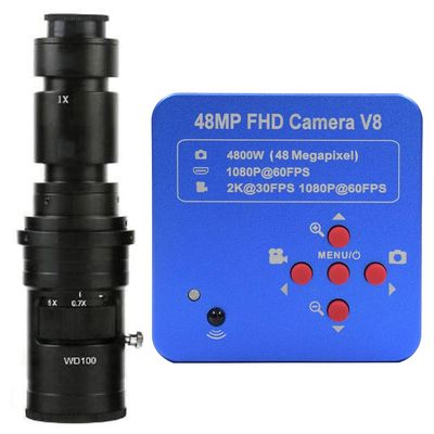1080P 2K HDMI & USB Digital Industrial Microscope & 500X C-Mount Lens for Electronic Soldering Repair