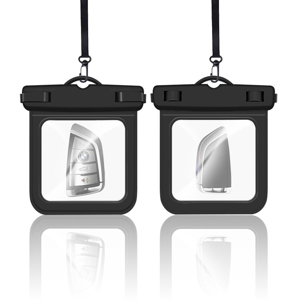 2 Pack Submersible Waterproof Wallet Dry Car Key Fob Case Bag,Swimming Surfing Water Sports Small Waterproof Pouch Holder for Door Ship Card Credit ID Card Driver Fishing License Cash Coins-Black