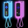 2 Pack Case for Roku Remote, Cover for Hisense/TCL Roku TV Steaming Stick/Express, Silicone Protective Controller Universal Replacement Sleeve Skin Glow in The Dark Purple Blue view 1