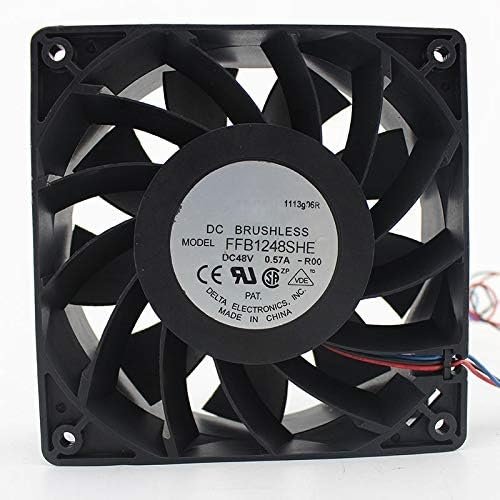 for 48V 120mm Delta FFB1248SHE 12038 0.57A 56.5DB 170.92CFM 3600RPM 3-Wire Dual Ball Speed Cooling Fan