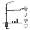 NEEWER Upgraded Overhead Camera Rig with Trifold Camera Boom Arm (Max Load 2lb), 47"/1.2m Telescopic Desk Mount Stand (Max Load 8.8lb) with Phone Clamp Ball Head for LED Light Webcam Mic, TL253A+MH022 view 1