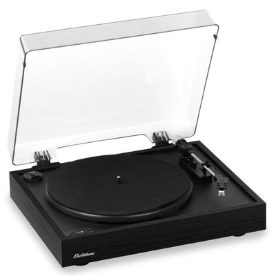 Electrohome Montrose Wireless Vinyl Record Player 2-Speed Belt-Drive Turntable, with Audio-Technica Stylus, Bluetooth, Vinyl-to-MP3 Recording, Speed Control Motor, Built-in Preamp, Wood Plinth (RR36B)