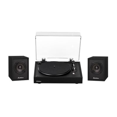 Electrohome Montrose Wireless Upgradable Vinyl Record Player, with Huntley, Powered Bluetooth Bookshelf Speakers, 3" Driver, for Natural Acoustics, Black