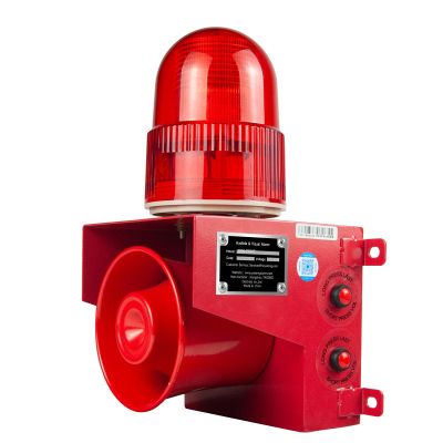 EOKHEOY Alarm Siren with Strobe Light 120dB Sound 25W Outdoor Waterproof Emergency Security Siren with Adjustable Volume Tone EOK-TG01T AC110V-120V