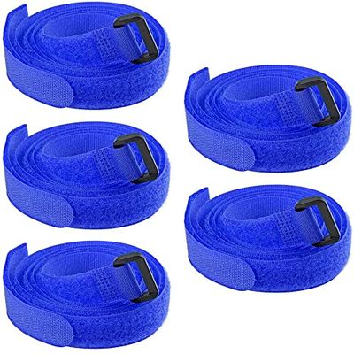 XYWHPGV 5pcs Hook and Loop Straps, 3/4-inch x 47-inch Securing Straps Reusable Fastening Cable Tie (Blue)(efb25 35cff d2351 0d8a1 a07f4 c48de