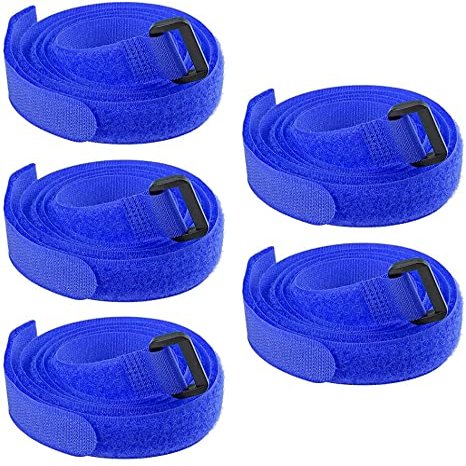 XYWHPGV 5pcs Hook and Loop Straps, 3/4-inch x 47-inch Securing Straps Reusable Fastening Cable Tie (Blue)(efb25 35cff d2351 0d8a1 a07f4 c48de