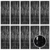 10 Pack Black Foil Curtain Backdrop 3.2ft x 9.8ft Metallic Tinsel Foil Fringe Curtains Streamer Photo Booth Backdrop for Birthday Party Engagement Bachelorette Party Decorations (Black) view 1