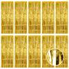 10 Pack Gold Foil Curtain Backdrop 3.2ft x 9.8ft Metallic Tinsel Foil Fringe Curtains Streamer Photo Booth Backdrop for Birthday Party Engagement Bachelorette Party Decorations (Gold) view 1