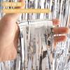10 Pack Silver Foil Curtain Backdrop 3.2ft x 9.8ft Metallic Tinsel Foil Fringe Curtains Streamer Photo Booth Backdrop for Birthday Party Engagement Bachelorette Party Decorations (Silver) view 2