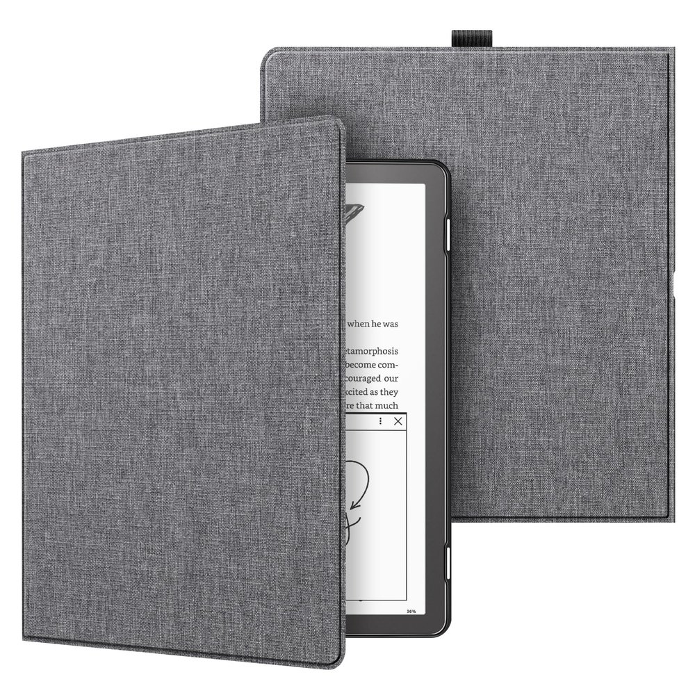 Fintie Slimshell Case for 10.2" Kindle Scribe (2024/2022 Release) - Slim Lightweight Premium PU Leather Book Folio Cover, Auto Sleep/Wake with Pen Holder, Gray