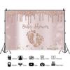 TTQYFNM 10x8ft Rose Gold Baby Shower Backdrop Pink Dripping Glitter Silver Diamonds Little Feet Print Photography Background for Girls Baby Shower Party Decors Cake Table Banner Photo Booth Props view 3