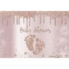TTQYFNM 10x8ft Rose Gold Baby Shower Backdrop Pink Dripping Glitter Silver Diamonds Little Feet Print Photography Background for Girls Baby Shower Party Decors Cake Table Banner Photo Booth Props view 4