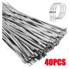 20/100pcs Stainless Steel Cable Ties Reusable Self-Sealing Metal Fastening Lock up Cable Tie Hardware Cable Organizer (Color : 40PCS, Size : 4.6mmx150mm) view 2