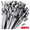 20/100pcs Stainless Steel Cable Ties Reusable Self-Sealing Metal Fastening Lock up Cable Tie Hardware Cable Organizer (Color : 40PCS, Size : 4.6mmx150mm) view 3