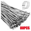 20/100pcs Stainless Steel Cable Ties Reusable Self-Sealing Metal Fastening Lock up Cable Tie Hardware Cable Organizer (Color : 80PCS, Size : 4.6mmx200mm) view 2