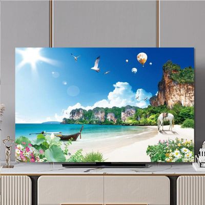 TV Cover Indoor TV Dust Cover Seaside Scenery Printing TV Dust Cover TV/Computer Dustproof Sunproof Display Protect Fabric Home Textile Protective Cover Hanging Curved Screen Desktop Screen Universal
