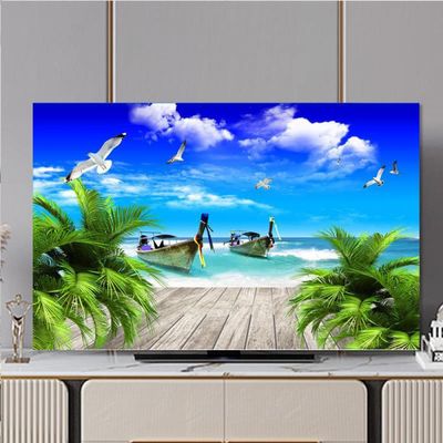 TV Cover Indoor TV Dust Cover Seaside Scenery Printing TV Dust Cover TV/Computer Dustproof Sunproof Display Protect Fabric Home Textile Protective Cover Hanging Curved Screen Desktop Screen Universal