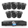 PANOOB 8 Channel Security Camera System PoE, 8X Wired IP Dome Turret PoE Camera for Indoor Outdoor, Remote Playback 24/7 Recording, Human Detection, Built-in Mic, 4K 8CH NVR 2TB HDD, PD93A30808-5M view 1