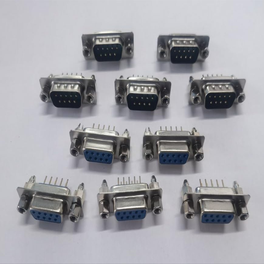 10pcs Electrical Equipments Supplies DB9 Connector Male Harpoon DP9 180-degree Vertical line Male Harpoon Welded Plate with Fixing Screws (5Male+5Female)
