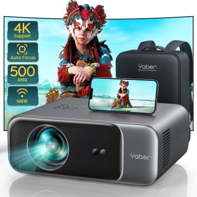 Auto Focus/Keystone Proyector WiFi Bluetooth 4K Soporte, 20000 Lmenes YABER Proyector WiFi 6 Full HD 1080P Nativo Proyector Porttil Cine en Casa para Movil/iOS/Android/TV Stick/PS5/HDMI/USB