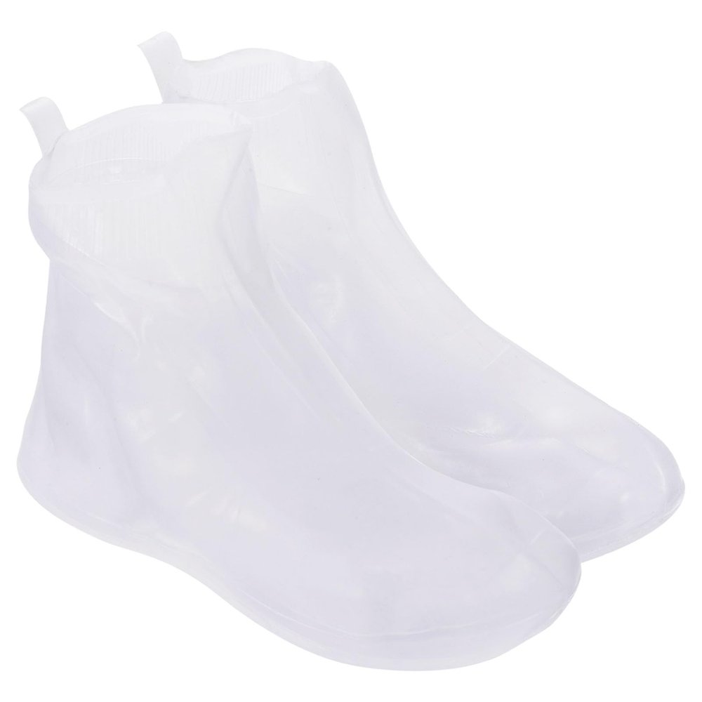 M METERXITY 1 Pair Waterproof Shoes Cover - Reusable Anti-Slip Foldable Galoshes Shoe Protectors for Rain, Apply to Outdoor Sports (L, White)