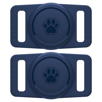 GOCII for Airtag Dog Collar Holder 2 Pack,Waterproof cat Collar Holder for Apple AirTag, Silicone Air Tags Case for Cat Dog Collars(Navy)