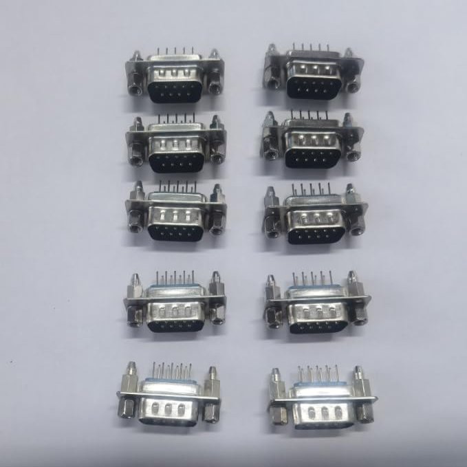 10pcs Electrical Equipments Supplies DB9 Connector Male Harpoon DP9 180-degree Vertical line Male Harpoon Welded Plate with Fixing Screws (10pcs Male)