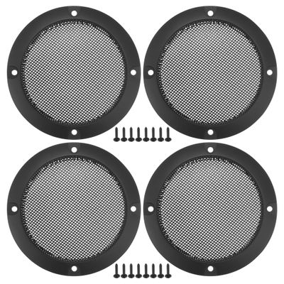 ACROPIX Universal 3" Car Speaker Grills Cover Mesh Round 3 Inch Audio Speaker Subwoofer Guard Protector Case with Mounting Screws Iron Matte Black - Pack of 4