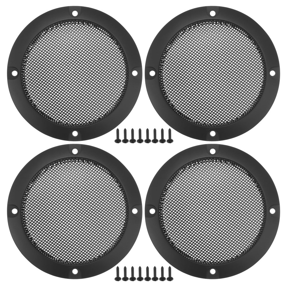 ACROPIX Universal 3" Car Speaker Grills Cover Mesh Round 3 Inch Audio Speaker Subwoofer Guard Protector Case with Mounting Screws Iron Matte Black - Pack of 4
