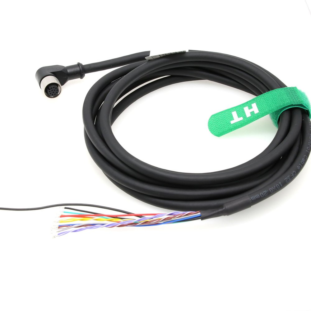 HangTon Power IO Cable M12 A-Coded 12 Pin Female Right Angle to Flying Lead for Cognex Data Man 260 280 300 360 380 370 470 580 in Sight 7000 2800 9000 3800 Sensor Reader 8m
