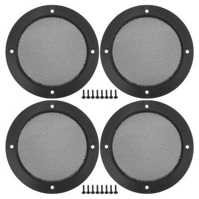 ACROPIX Universal 4" Car Speaker Grills Cover Mesh Round 4 Inch Audio Speaker Subwoofer Guard Protector Case with Mounting Screws Iron Matte Black - Pack of 4