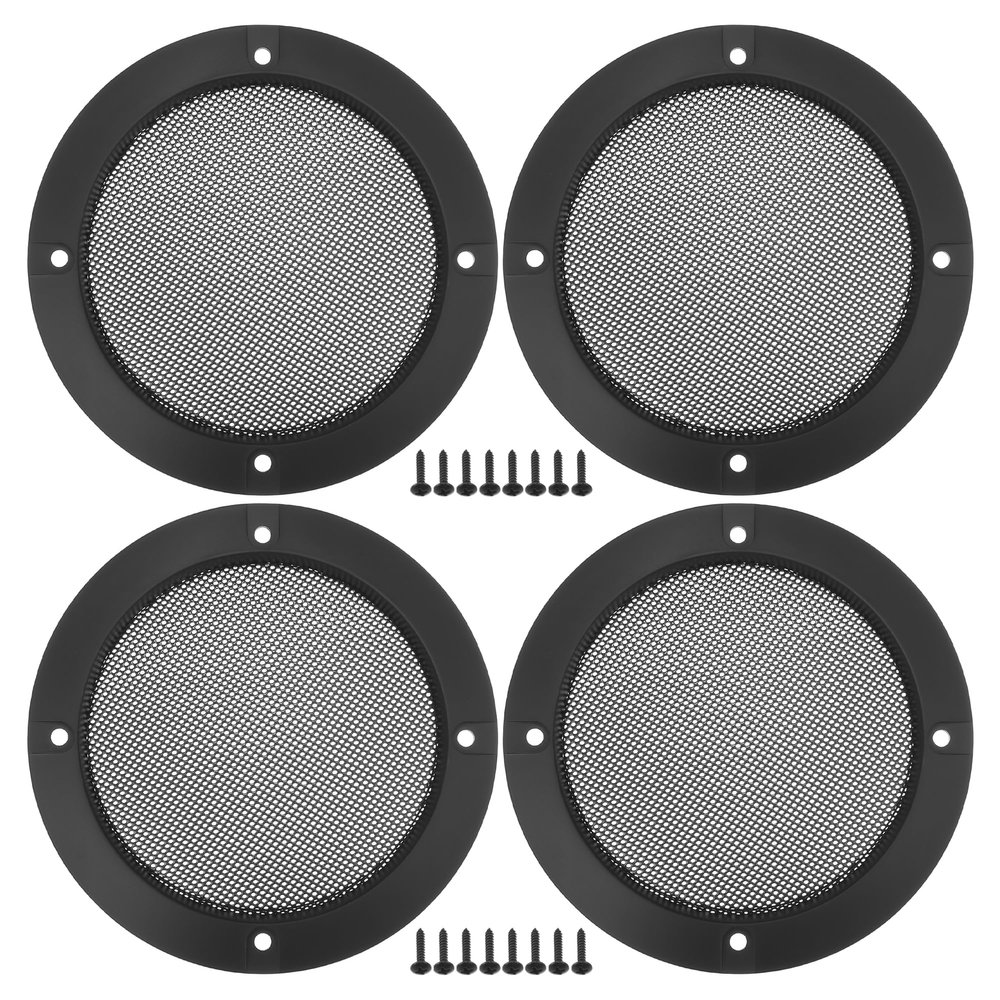 ACROPIX Universal 4" Car Speaker Grills Cover Mesh Round 4 Inch Audio Speaker Subwoofer Guard Protector Case with Mounting Screws Iron Matte Black - Pack of 4