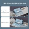 HENGHUI Keyboard Mouse for Galaxy Tab A7 Lite 8.7 inch Keyboard Case with Mouse Cute Round Key Color Keyboard Wireless Detachable BT Keyboard Cover,Black+White view 3