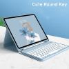 HENGHUI Keyboard Mouse for Galaxy Tab A7 Lite 8.7 inch Keyboard Case with Mouse Cute Round Key Color Keyboard Wireless Detachable BT Keyboard Cover,Black+White view 4