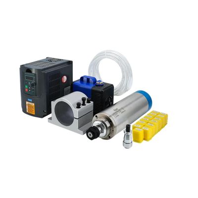 220v 2.2kw Water Cooled Motor ER20 4 bearing and 2200w VFD/Inverter & 80mm Clamp & 75w water pump for wood milling (Color : YL 3screw blue, Size : 380v)