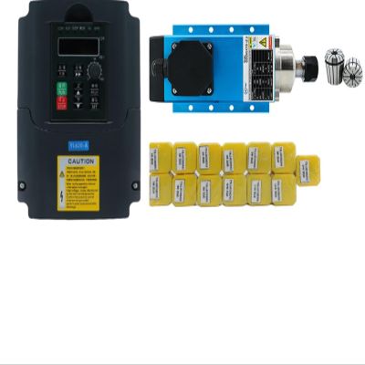 220v 2.2kw ER20 4 Bearings Square 24000 RPM Air Cooled Motor With HY Inverter VFD Kits For Milling Machine (Color : Terminal Box YL, Size : 220V)