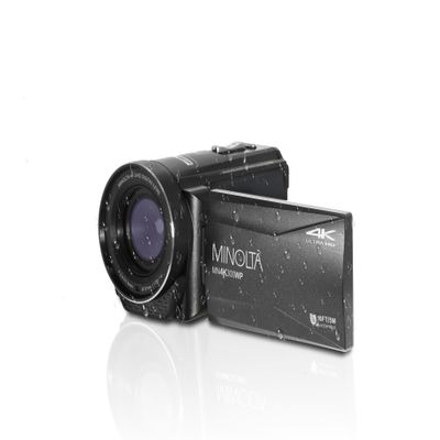 Minolta MN4K300WP 4K Waterproof Camcorder, 56MP, 18X Zoom (Black)